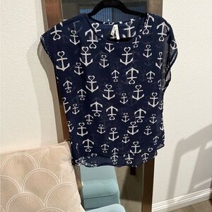 Live 4 Truth Blue and White Anchor Print Blouse